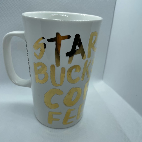 Starbucks 2015 White Gold Graffiti Lettering Ceramic Coffee Cup Mug 16 oz Large - Picture 9 of 10